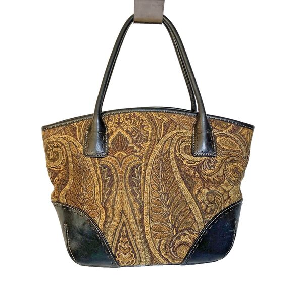 Vintage Fossil Forever Paisley Tapestry Purse Leather Accents Boho Y2K - Picture 2 of 16